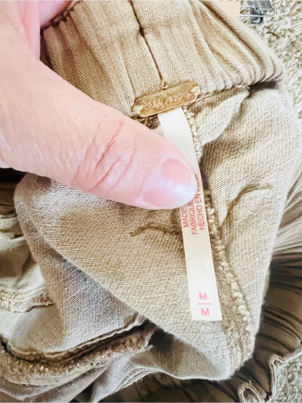 Free People Cropped Balloon Utility Drawstring Cargo Style Pants Tan Medium - Picture 4 of 4